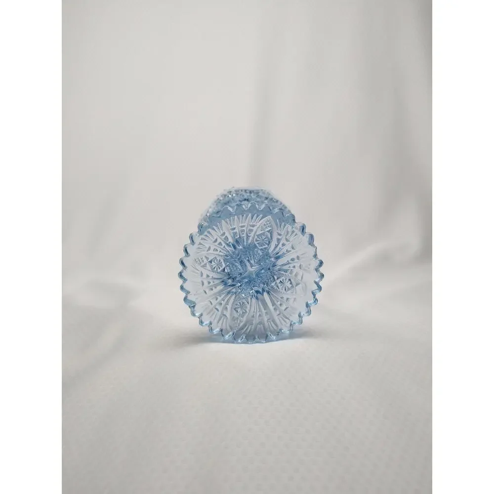 Imperial Glass Blue Octagon Hobstar 536 Footed Vase Art Deco 1930s Vintage